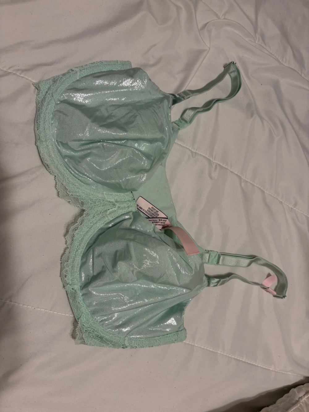 Victoria's Secret Mint Shimmer Lace Underwire Bra